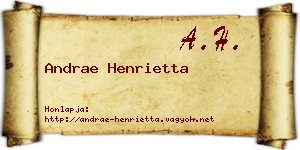 Andrae Henrietta névjegykártya
